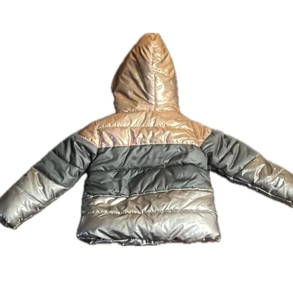 Girls metallic puffer jacket coat Body Glove size 2T pink black silver - Picture 2 of 10